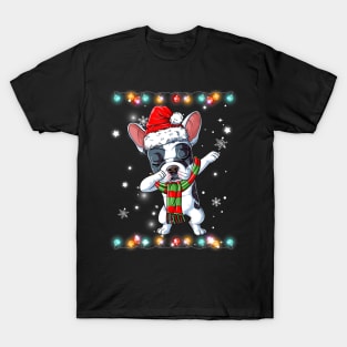 Dabbing French Bulldog Santa Christmas Kids T-Shirt